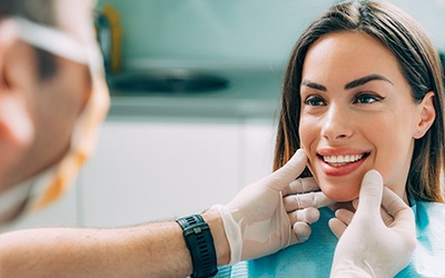 Dentist looking at a patient’s smile