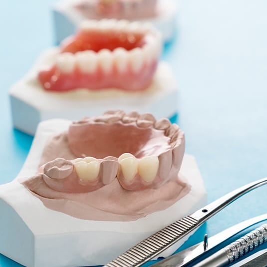 multiple types on dentures