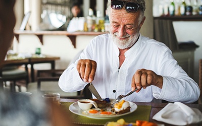 Man eating breakfast