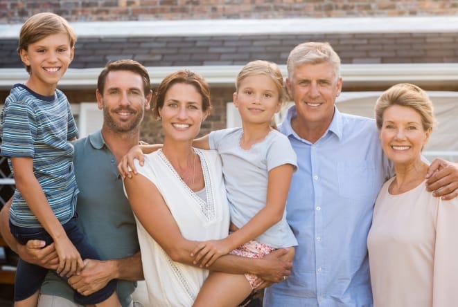 family of six smiling