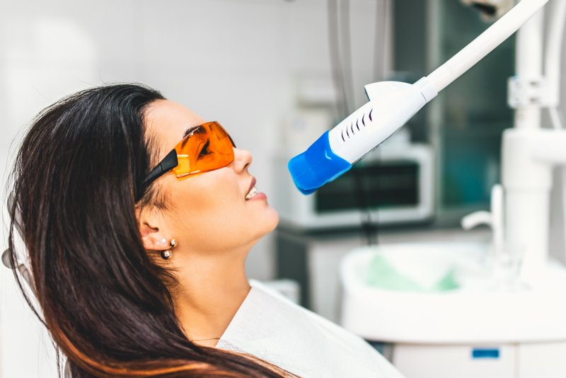 person undergoing teeth whitening