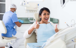 a patient receiving a dental crown