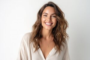 Woman smiling.